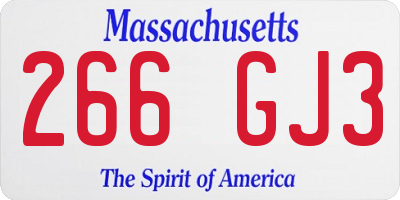 MA license plate 266GJ3