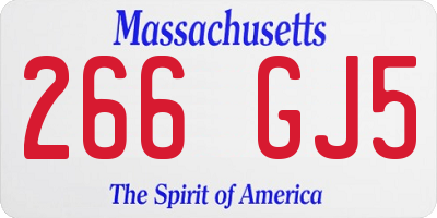 MA license plate 266GJ5