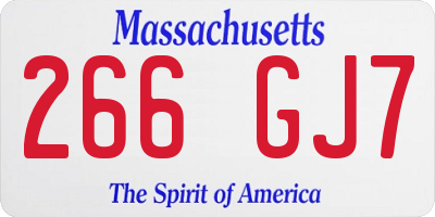 MA license plate 266GJ7