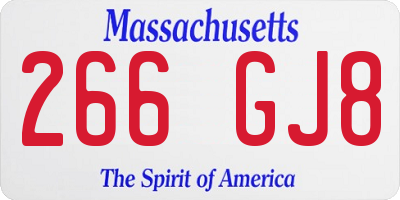 MA license plate 266GJ8