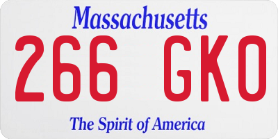 MA license plate 266GK0