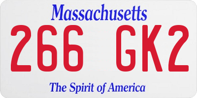 MA license plate 266GK2