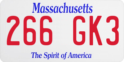 MA license plate 266GK3