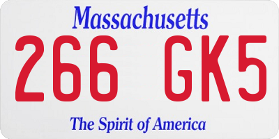 MA license plate 266GK5