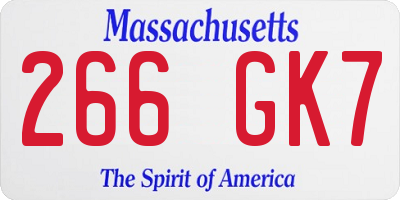 MA license plate 266GK7
