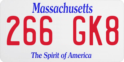 MA license plate 266GK8
