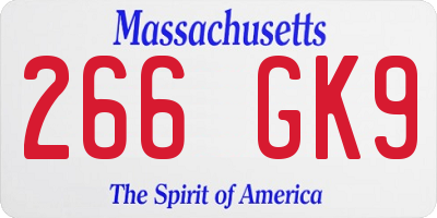 MA license plate 266GK9