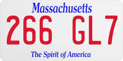 MA license plate 266GL7