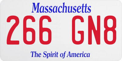 MA license plate 266GN8