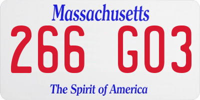 MA license plate 266GO3