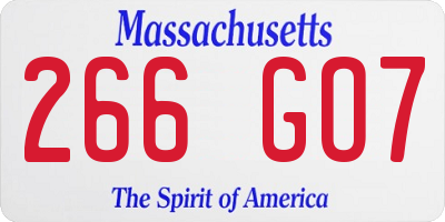 MA license plate 266GO7