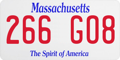 MA license plate 266GO8