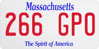 MA license plate 266GP0