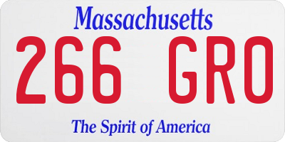 MA license plate 266GR0