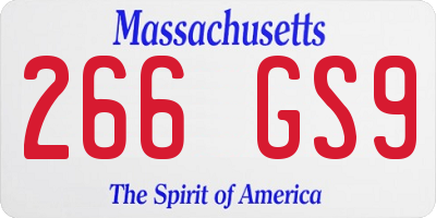 MA license plate 266GS9