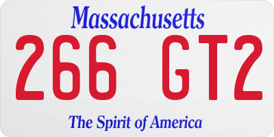 MA license plate 266GT2