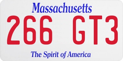 MA license plate 266GT3