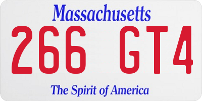 MA license plate 266GT4