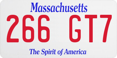 MA license plate 266GT7
