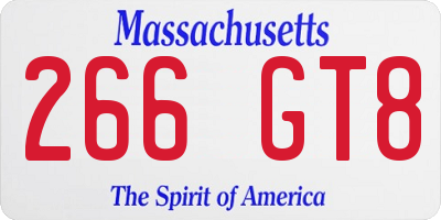 MA license plate 266GT8