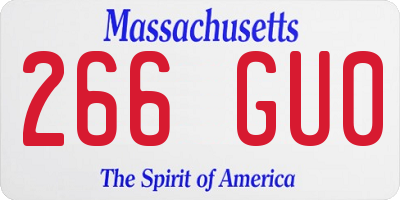 MA license plate 266GU0