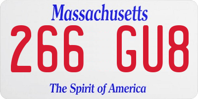 MA license plate 266GU8