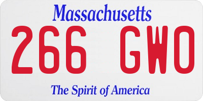 MA license plate 266GW0