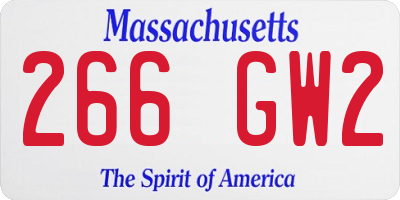 MA license plate 266GW2