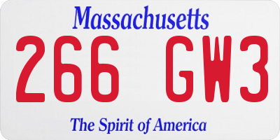 MA license plate 266GW3