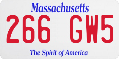 MA license plate 266GW5