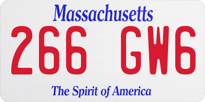 MA license plate 266GW6