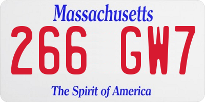 MA license plate 266GW7