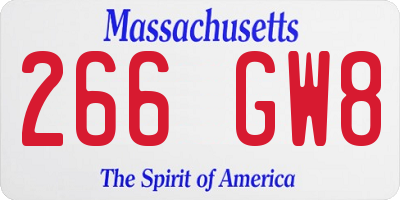 MA license plate 266GW8