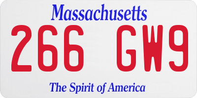 MA license plate 266GW9