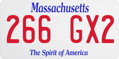 MA license plate 266GX2