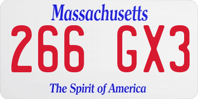 MA license plate 266GX3
