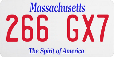 MA license plate 266GX7