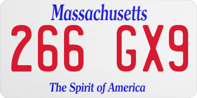 MA license plate 266GX9