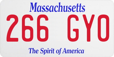 MA license plate 266GY0