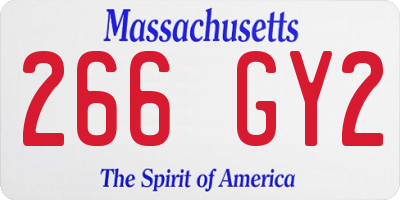 MA license plate 266GY2