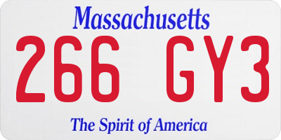 MA license plate 266GY3