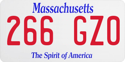 MA license plate 266GZ0
