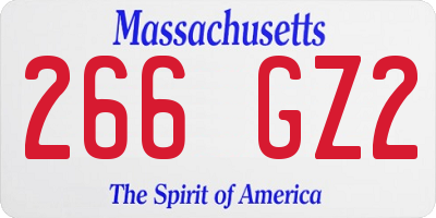 MA license plate 266GZ2