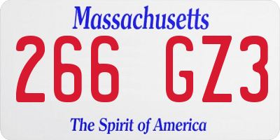MA license plate 266GZ3