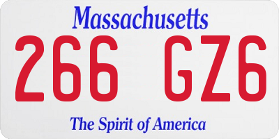 MA license plate 266GZ6