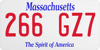 MA license plate 266GZ7