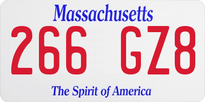 MA license plate 266GZ8