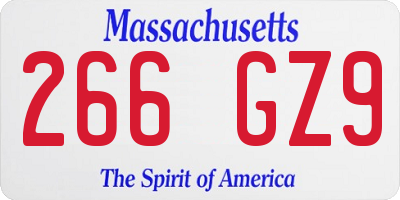 MA license plate 266GZ9