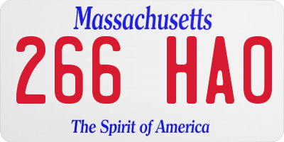 MA license plate 266HA0