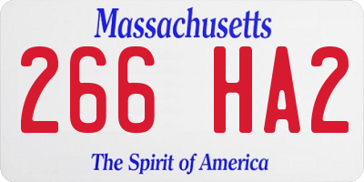 MA license plate 266HA2